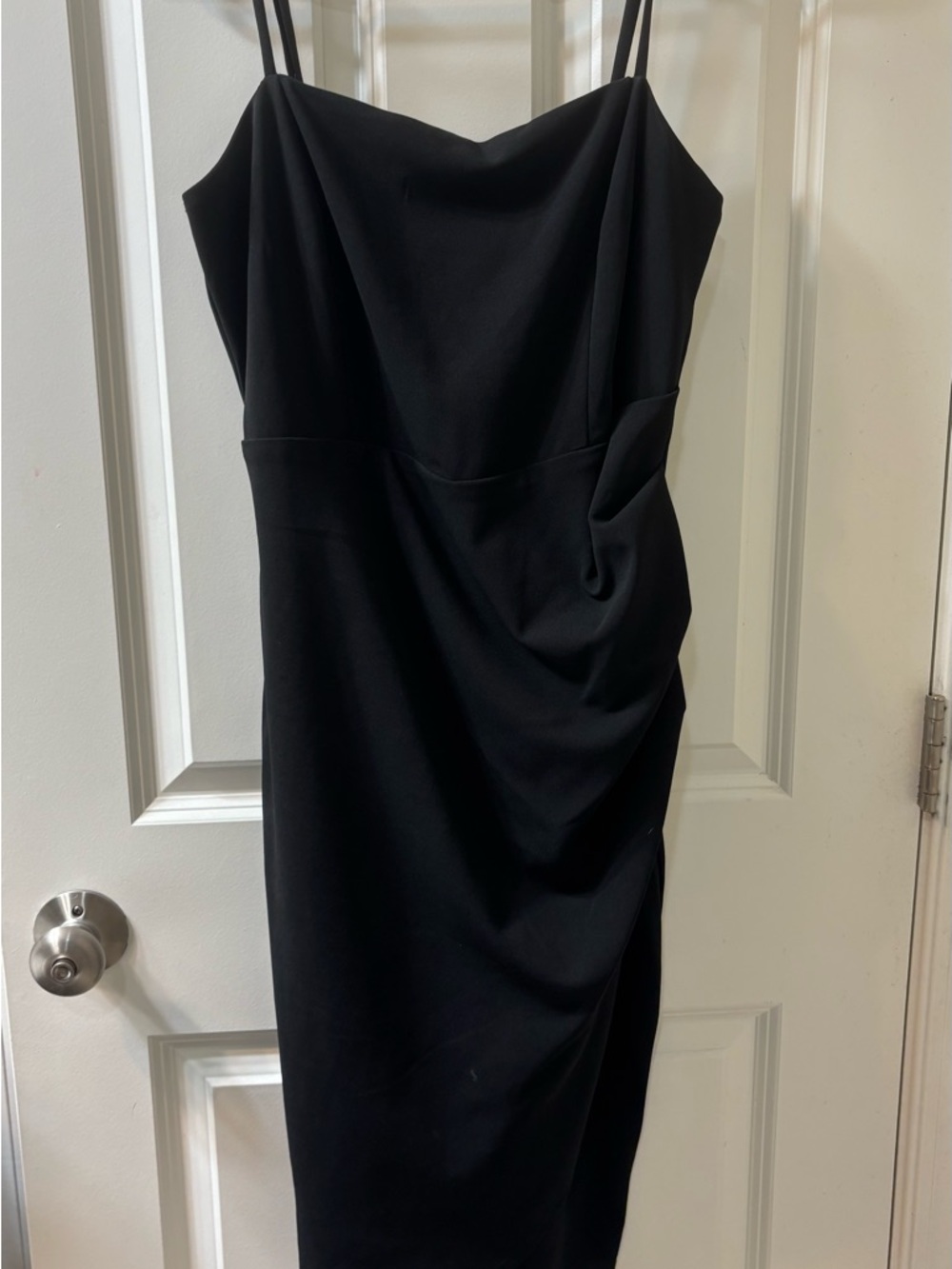 Emerald Sundae Black Cowl Neck Midi Dress